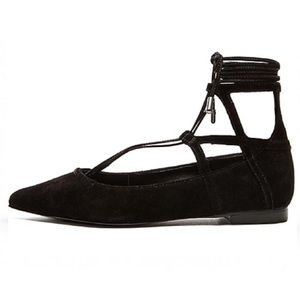 Schutz Suede Lace Up Ballet Flat Shoes sz 7